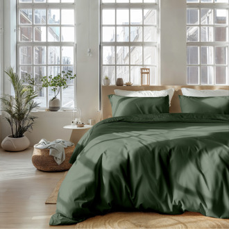 Pure Dekbedovertrek Pure Uni - Donkergroen - Lits-Jumeaux (240x220 Cm) - Donkergroen Microvezel - Effen - Pure - Dekbed-Discounter.nl - 240 x 200/220 cm