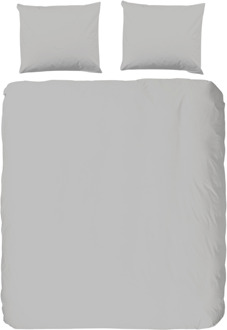Pure Dekbedovertrek Pure Uni - Grijs - Eenpersoons (140x200 Cm) - Grijs Microvezel - Effen - Pure - Dekbed-Discounter.nl - 140 x 200/220 cm