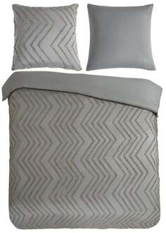 Pure Dekbedovertrek Zizag - Taupe - Eenpersoons (140x200 Cm) - Taupe Microvezel - Strepen - Pure - Dekbed-Discounter.nl - 140 x 200/220 cm