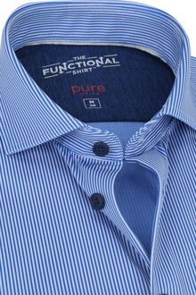Pure Functional Overhemd Strepen Blauw - 38,39,40,44