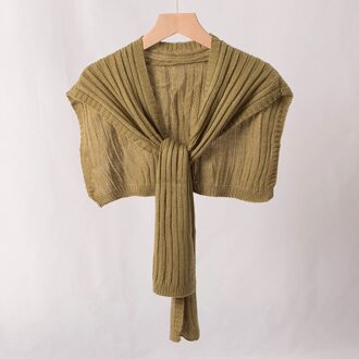 Pure Kleur Geknoopt Warm Kleine Sjaal Lente Herfst Wollen Gebreide Sjaal Vrouwelijke Decoratie Zoete Veelzijdige Mode Temperament B62 ArmyGreen