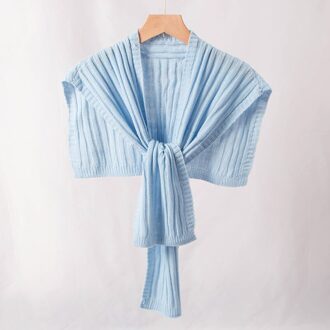 Pure Kleur Geknoopt Warm Kleine Sjaal Lente Herfst Wollen Gebreide Sjaal Vrouwelijke Decoratie Zoete Veelzijdige Mode Temperament B62 blauw