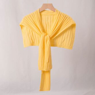 Pure Kleur Geknoopt Warm Kleine Sjaal Lente Herfst Wollen Gebreide Sjaal Vrouwelijke Decoratie Zoete Veelzijdige Mode Temperament B62 geel