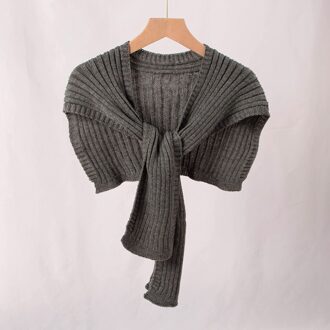 Pure Kleur Geknoopt Warm Kleine Sjaal Lente Herfst Wollen Gebreide Sjaal Vrouwelijke Decoratie Zoete Veelzijdige Mode Temperament B62 grijs