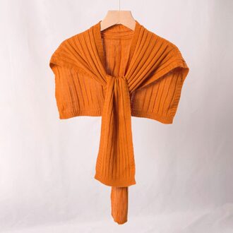 Pure Kleur Geknoopt Warm Kleine Sjaal Lente Herfst Wollen Gebreide Sjaal Vrouwelijke Decoratie Zoete Veelzijdige Mode Temperament B62 karamel