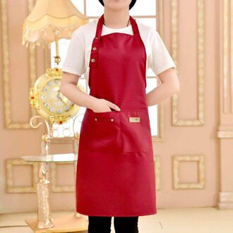 Pure Kleur Koken Keuken Schort Voor Vrouw Mannen Chef Ober Cafe Shop Bbq Kapper Schorten Slabbetjes Keuken Accessoire Bourgondië