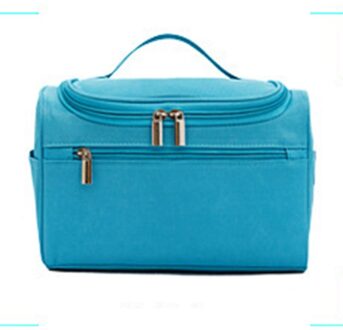 Pure Kleur Verslaafd Handvat Cosmetische Tas Reizen Cosmetische Opbergtas Toilettas licht blauw