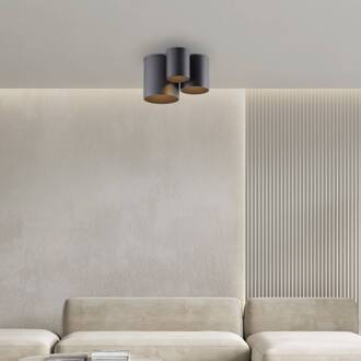 Pure LED badkamer plafondlamp Point, zwart, lengte 18 cm, 3-lamps.