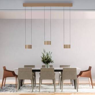 Pure LED hanglamp Clipse, brons, lengte 110 cm, CTT, 6-lamps brons, transparant