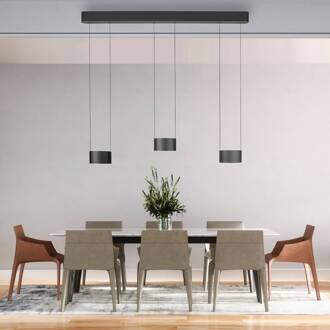 Pure LED hanglamp Clipse, grijs, lengte 110 cm, CTT, 6-lamps. grijs, transparant