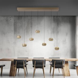 Pure LED hanglamp Falling Rings, brons Lengte 132 cm 7-lamps