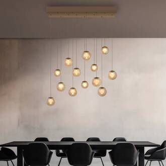 Pure LED hanglamp Popup, brons/amber, lengte 100 cm 13-fl. brons, amber