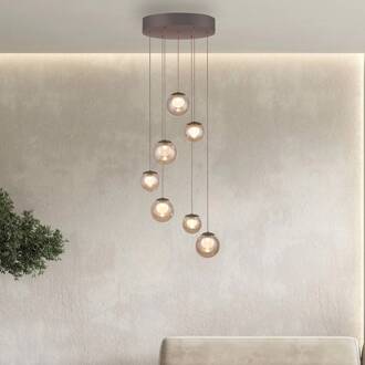 Pure LED hanglamp Popup, brons/amber Ø 40 cm, 7-lamps. brons, amber