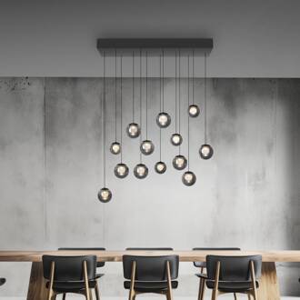 Pure LED hanglamp Popup, grijs/rookgrijs, 100 cm, 13-fl. grijs, rookgrijs