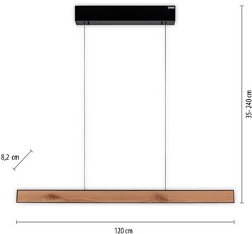 Pure LED hanglamp PURE E-Motion, eiken/zwarte parel, CCT eikenhout, zwarte parel