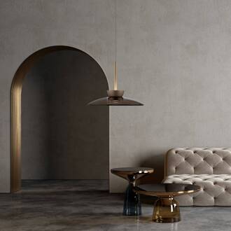 Pure LED hanglamp PURE Moon, brons, amberkleurig glas (donker), Ø32cm brons, amber (donker)