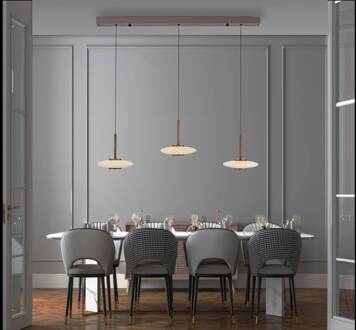 Pure LED hanglamp Vitrum, bruin/opaal glas/aluminium 3-lamps. bruin, opaal
