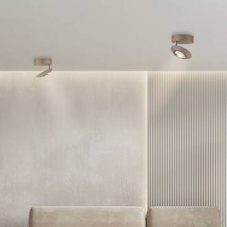 Pure LED plafondlamp Oculis bronskleurig, Ø 15 cm ijzer/glas