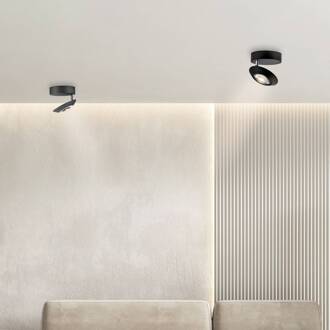 Pure LED plafondlamp Oculis, zwart, Ø 15 cm, ijzer/glas