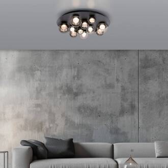 Pure LED plafondlamp Popup, grijs/rookgrijs, Ø 60 cm, 11-lamps. grijs, rookgrijs