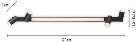 Pure LED plafondlamp PURE Lines, 120 cm, zwart, hout, afstandsbediening eiken, zwart