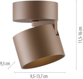 Pure LED plafondspot Cup, bronskleurig, Ø 9,5 cm, metaal
