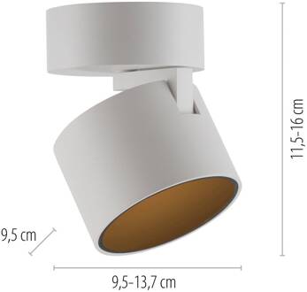 Pure LED plafondspot Cup, wit, Ø 9,5 cm, metaal