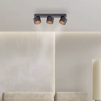 Pure LED plafondspot Cup, zwart, lengte 56 cm, metaal 3-lamps.