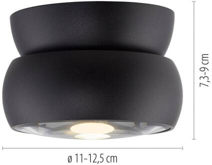 Pure LED plafondspot Move, zwart, Ø 12 cm, metaal/glas
