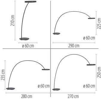 Pure LED vloerlamp Loop-Bow, zwart, reikwijdte 290 cm, CCT zwart, wit