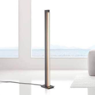 Pure LED vloerlamp PURE Lines, zwart, hout, afstandsbediening, 140 cm eiken, zwart