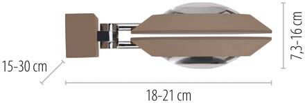 Pure LED wandlamp Oculis, bronskleurig 30 cm, ijzer, 2-lamps.