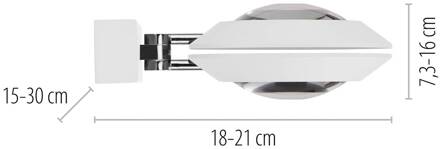Pure LED wandlamp Oculis, wit, 30 cm, ijzer/glas, 2-lamps.