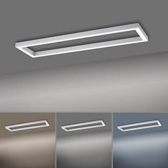 Pure Lines LED plafondlamp, hoekig, aluminium zilver, wit