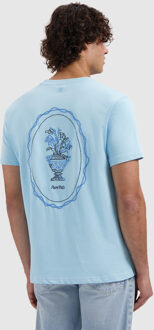 Pure Path T-shirt Embroidered Vase Sky Blue  M Blauw