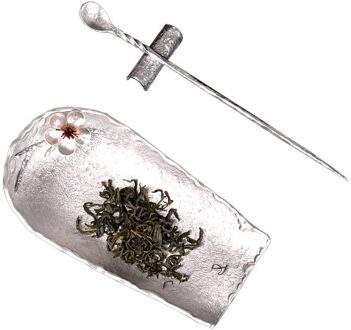 Pure Tin Thee Lepel Driedelige Handgemaakte Caddy Lepel Hamer Gedessineerde Thee Houder Thee Lepel Thee Pick Thee Accessoires thee Schop thee lepel A