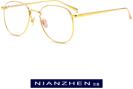 Pure Titanium Brilmontuur Mannen Retro Ronde Bijziendheid Optische Brillenglazen Frames Vrouwen Retro Pilot Koreaanse Eyewear Goud