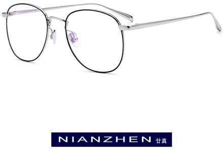 Pure Titanium Brilmontuur Mannen Retro Ronde Bijziendheid Optische Brillenglazen Frames Vrouwen Retro Pilot Koreaanse Eyewear zwart zilver
