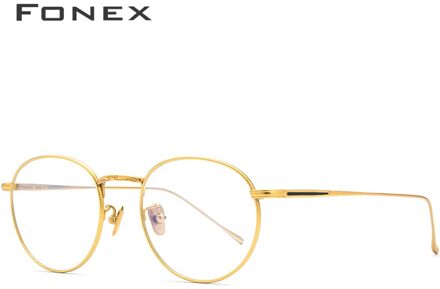 Pure Titanium Brilmontuur Mannen Ultralight Vintage Ronde Bijziendheid Optische Prescription Brillen Frame Vrouwen Koreaanse Eyewear 888 Goud