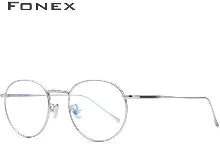 Pure Titanium Brilmontuur Mannen Ultralight Vintage Ronde Bijziendheid Optische Prescription Brillen Frame Vrouwen Koreaanse Eyewear 888 Zilver