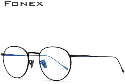 Pure Titanium Brilmontuur Mannen Ultralight Vintage Ronde Bijziendheid Optische Prescription Brillen Frame Vrouwen Koreaanse Eyewear 888 zwart