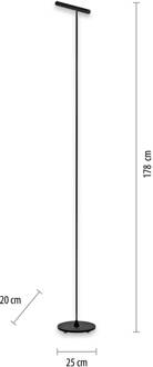 Pure Tutua LED vloerlamp, sensordimmer, zwart zwart, wit