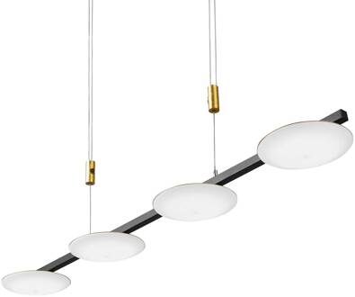 Pure Up LED hanglamp, 4-lamps zwart, goud, opaal