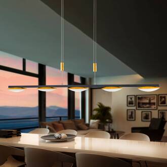Pure Up LED hanglamp, 5-lamps zwart, goud, opaal