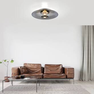 Pure Vitrum LED plafondlamp, grijs, glas/aluminium, Ø 45 cm grijs, rokerig grijs-transparant