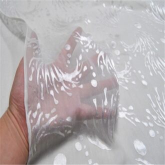 Pure Zijde Burn Out Stof Klassieke Opaal Textiel Met Bloemen Mooie Kleuren wit