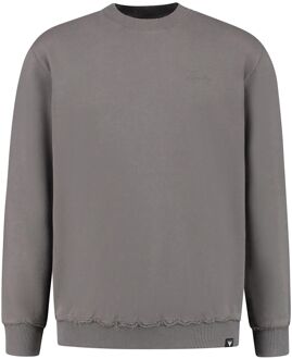 PureWhite Chest Embroidery Crew Sweater Heren grijs - L