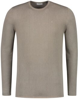 PureWhite Flat Knitted Small Logo Longsleeve Shirt Heren beige - XL
