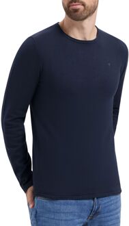PureWhite Flat Knitted Small Logo Longsleeve Shirt Heren navy - M
