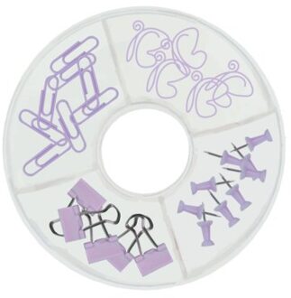 Purple passion stationary set met oa. paperclips en papierklemmetjes